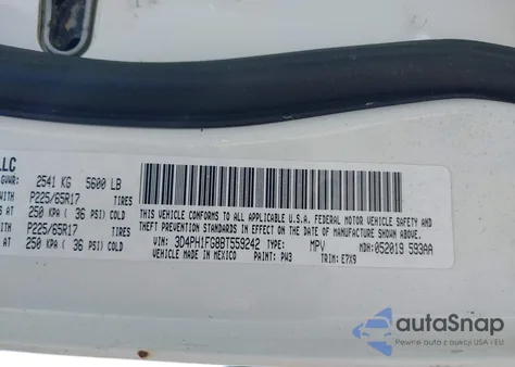 2011 Dodge Journey Mainstreet z USA, uszkodzony, nr VIN 3D4PH1FG8BT559242